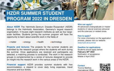 Summer Student Program 2022 – Helmholtz-Zentrum Dresden-Rossendorf (HZDR)